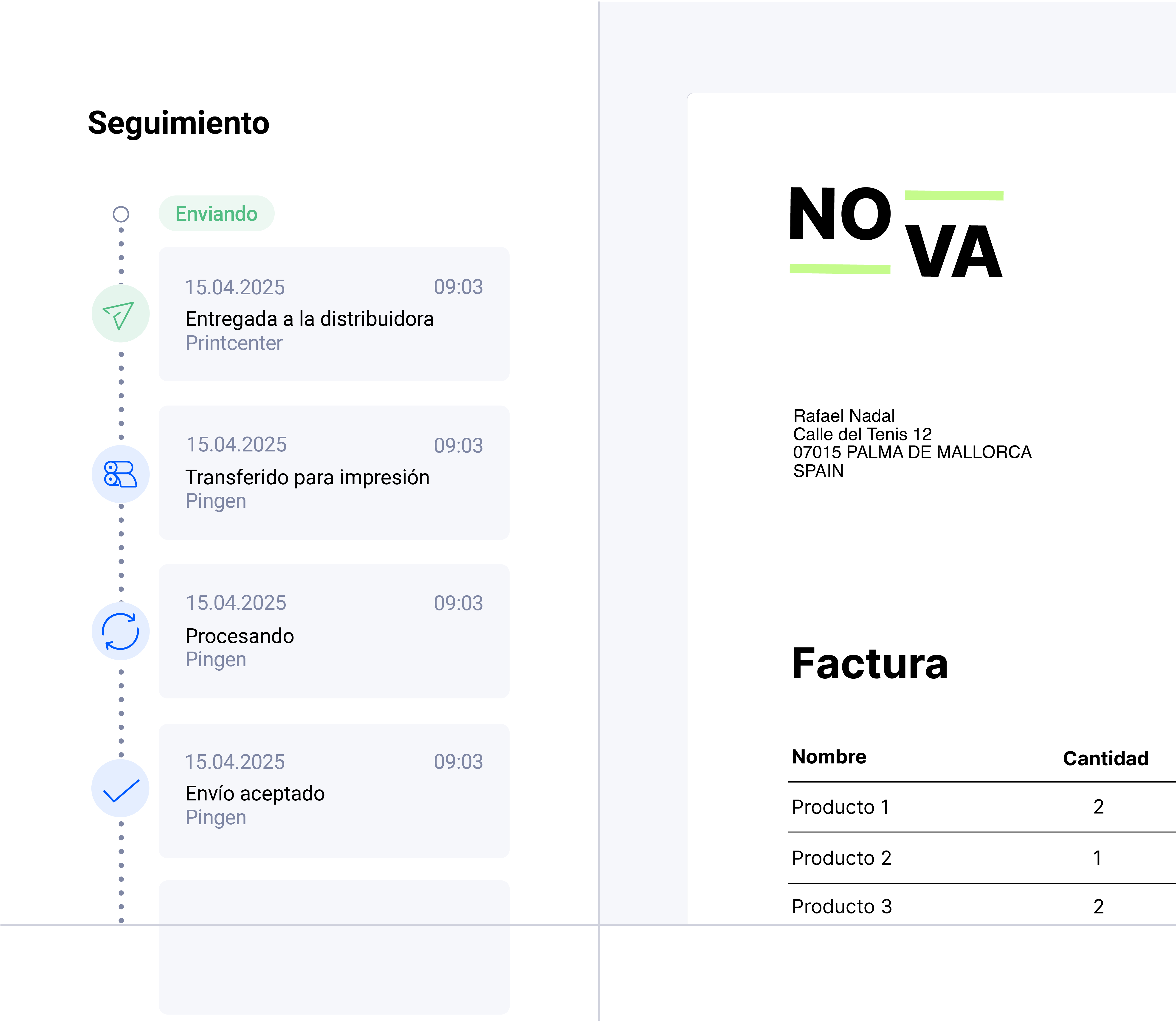 Información de seguimiento de cartas en la WebApp de Pingen