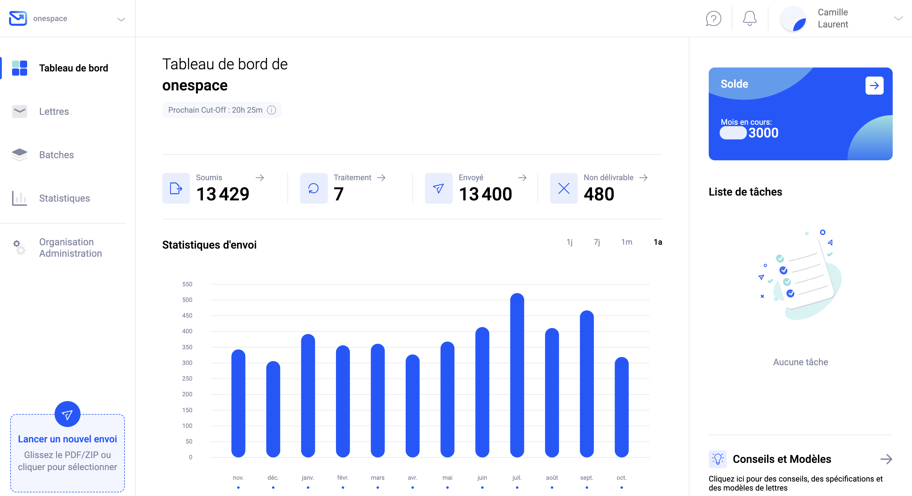 Tableau de bord Pingen WebApp