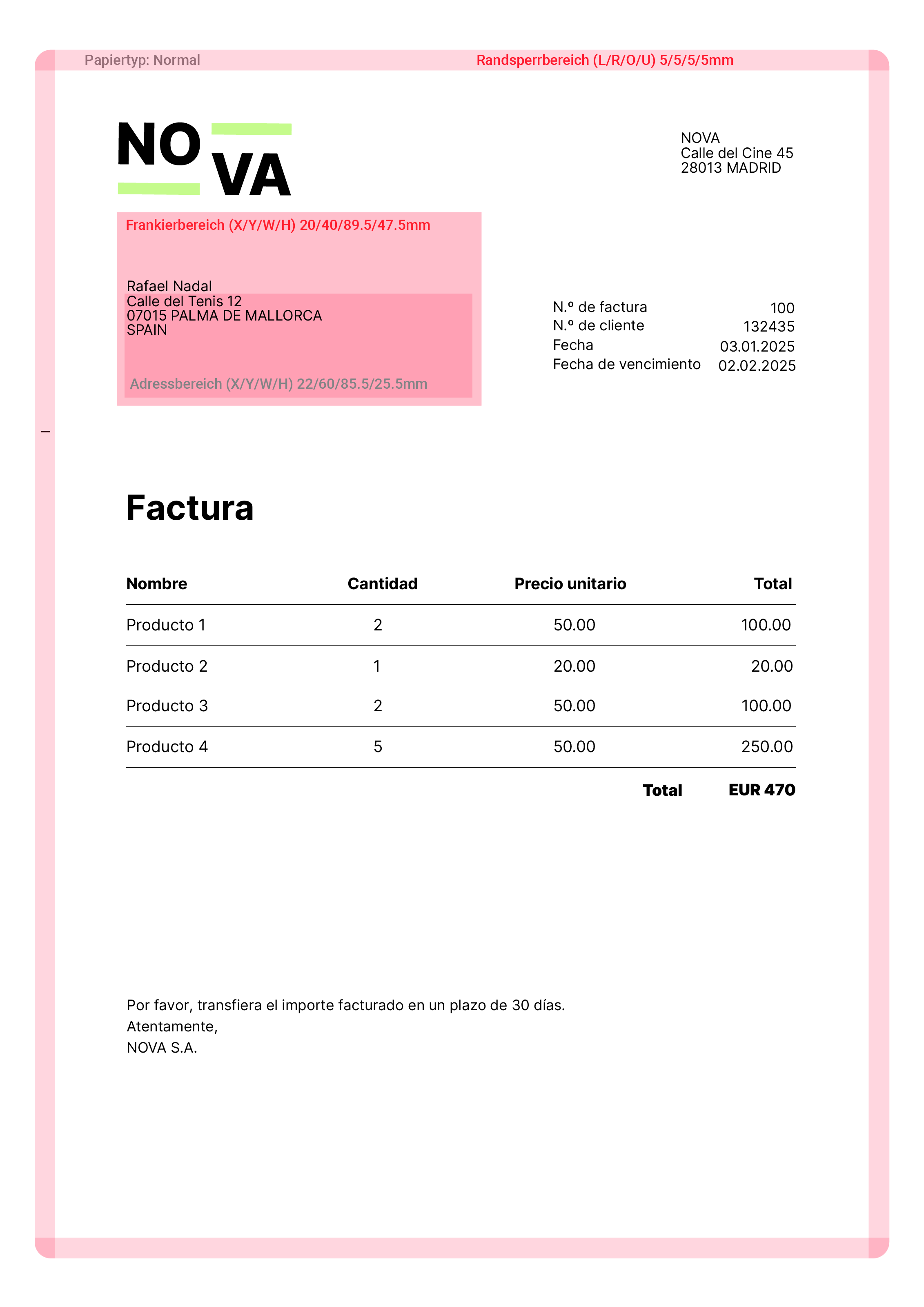 Validacion contenido factura
