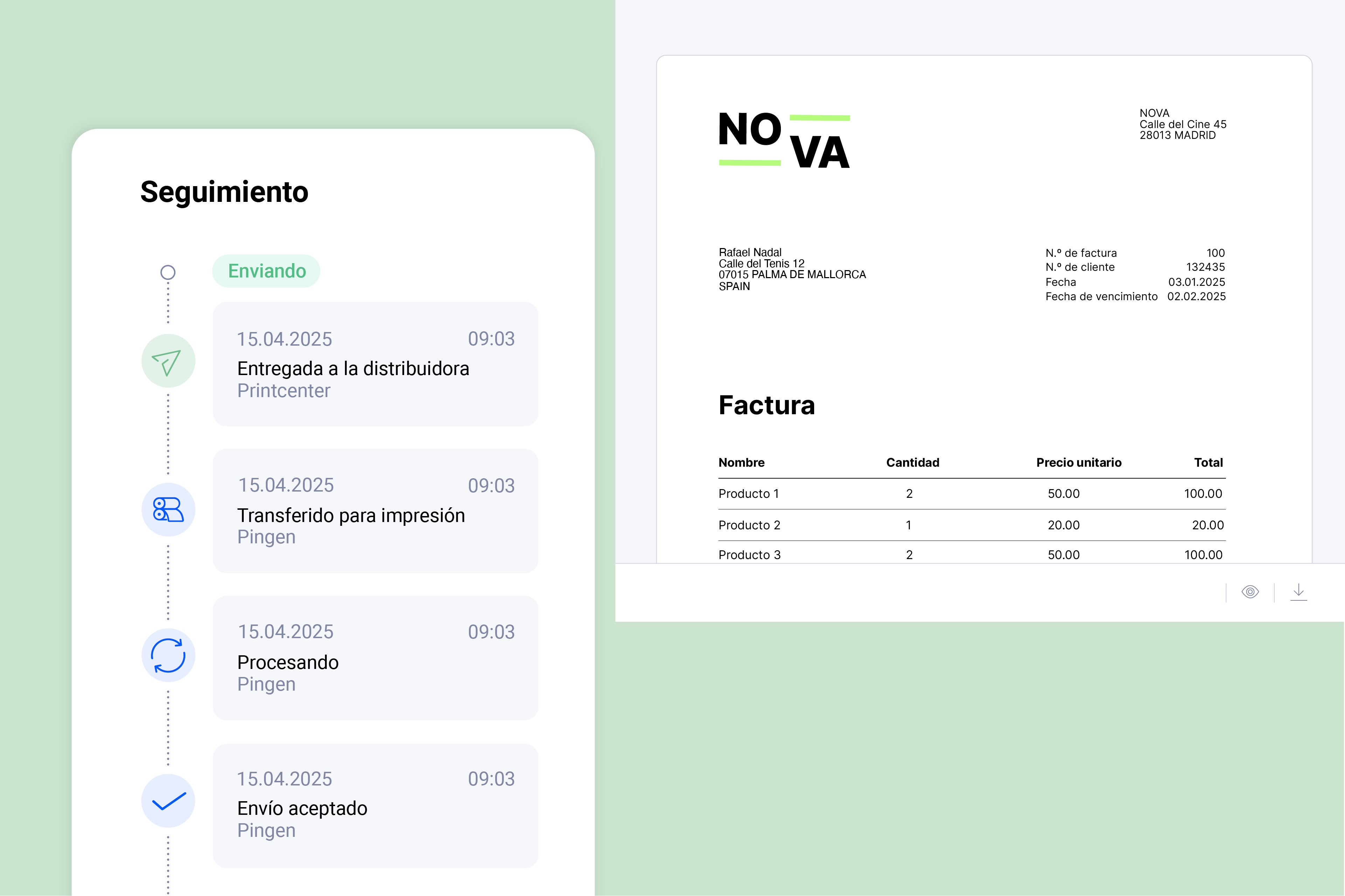 WebApp de Pingen mostrando el estado de seguimiento en tiempo real