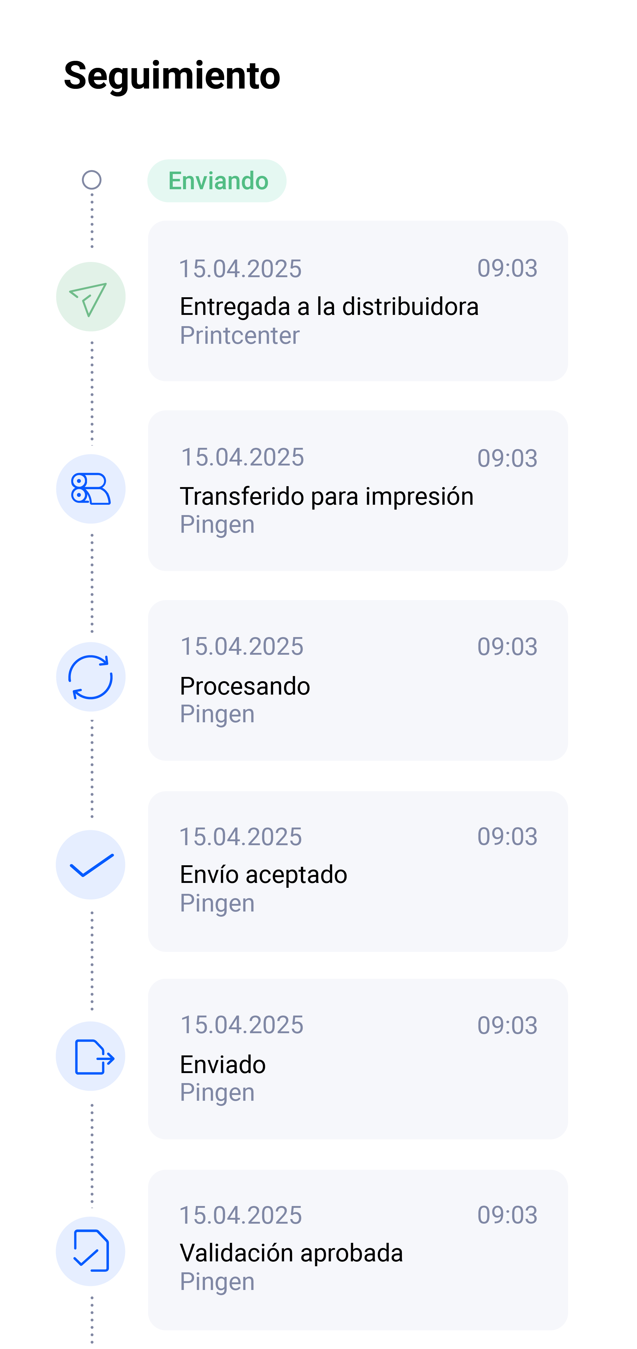 Pingen web app seguimiento