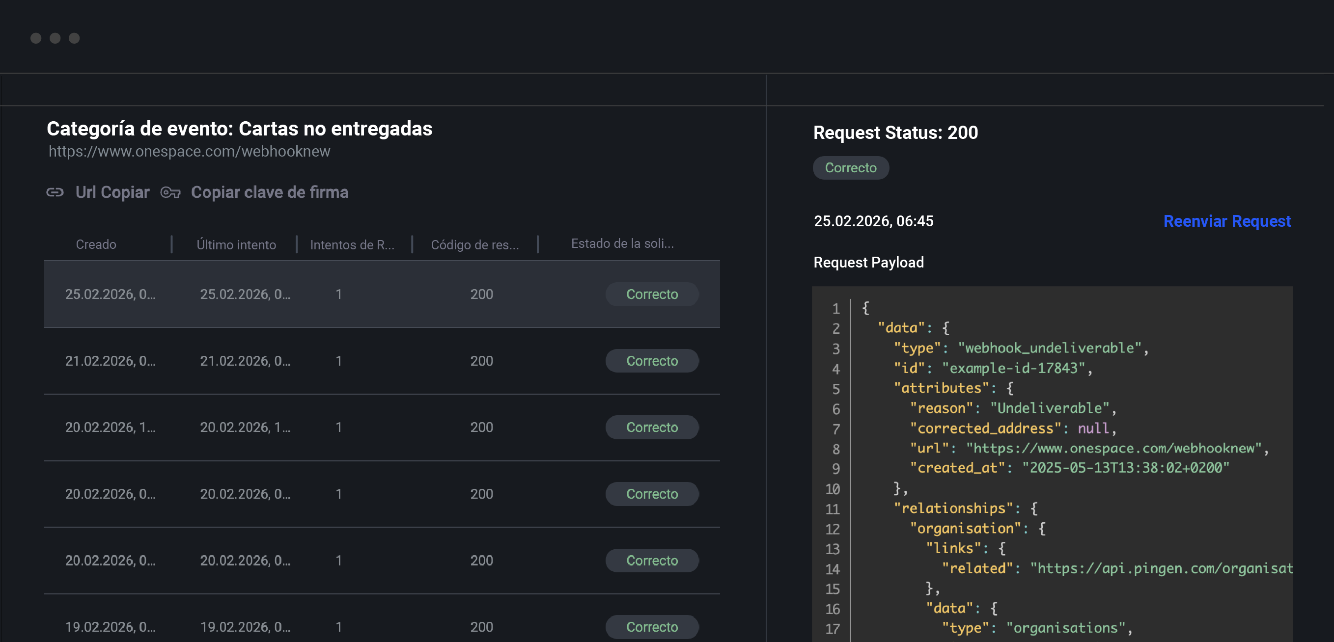 Evento de Webhooks de Pingen: cartas no entregadas