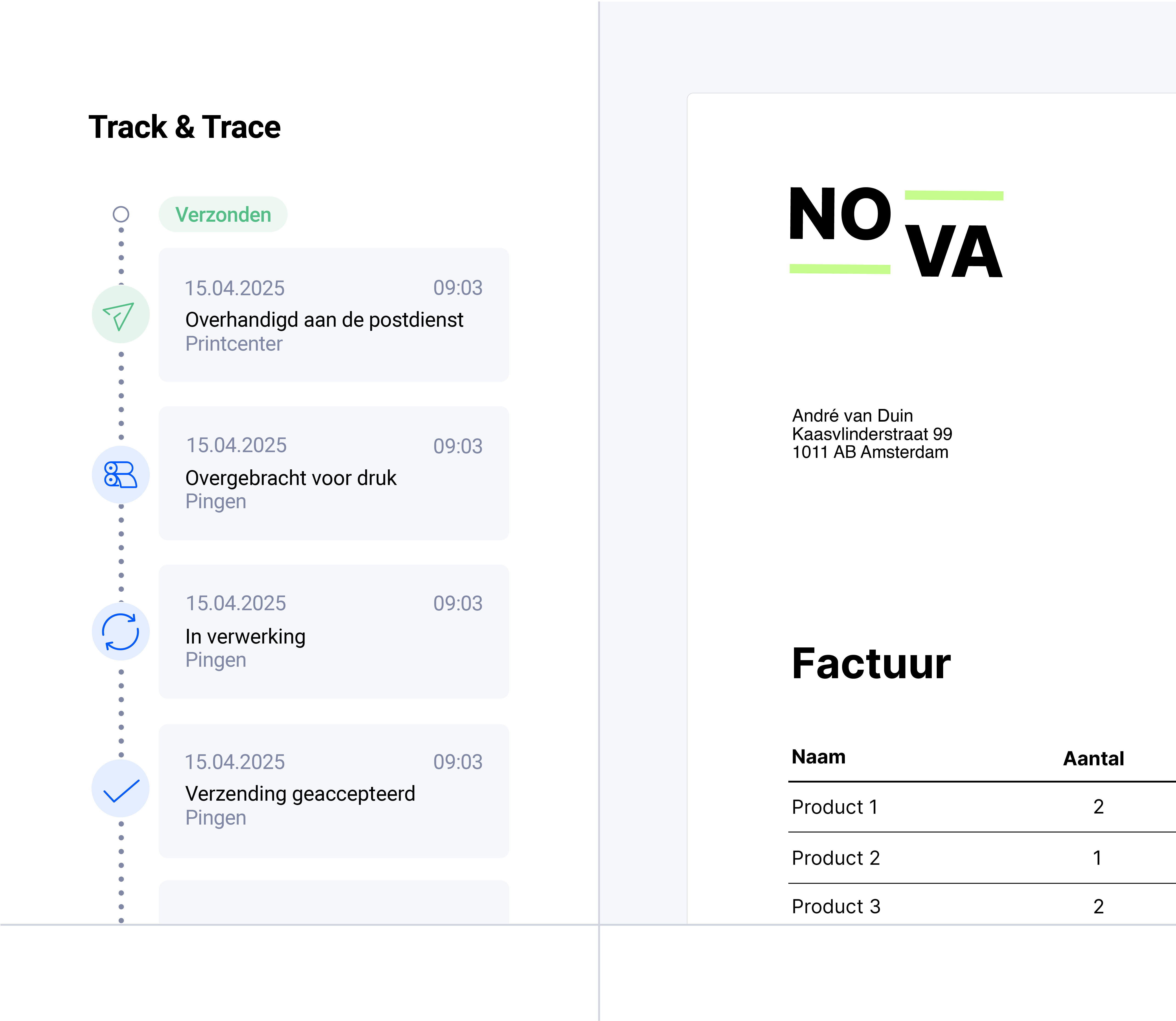 Pingen WebApp toont realtime trackingstatus